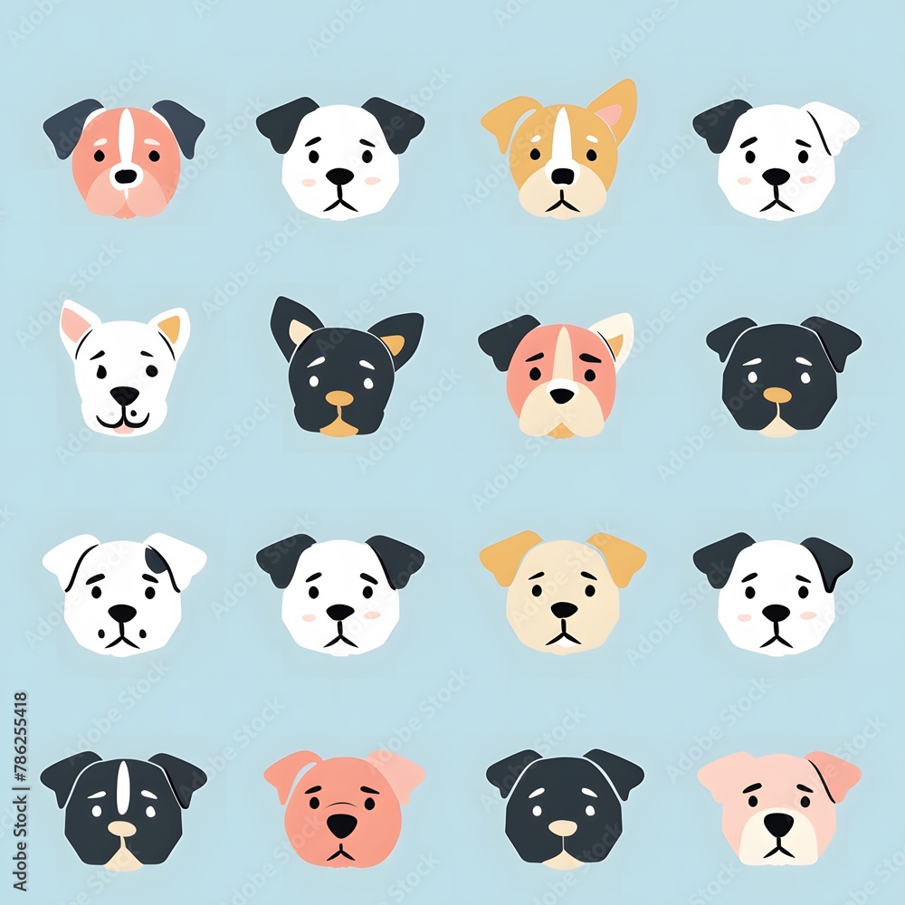 seamless pattern of cute dog faces in pastel colors seamless pattern of cute dog faces in pastel colors