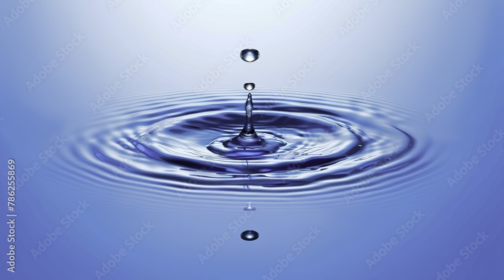 Refreshing Impact: Water Drop Generates Ripples on Light Blue Canvas, Symbolic Concept with Copy Space Refreshing Impact: Water Drop Generates Ripples on Light Blue Canvas, Symbolic Concept with Copy Space