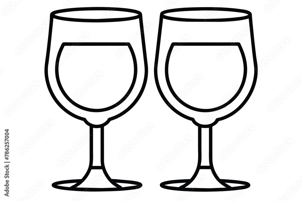 Wine glasses, line art, vector illustration Wine glasses, line art, vector illustration