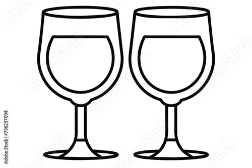 Wine glasses, line art, vector illustration © MRSNURGAHAN