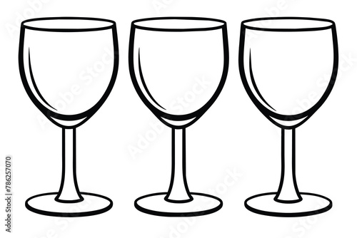 Wine glasses, line art, vector illustration