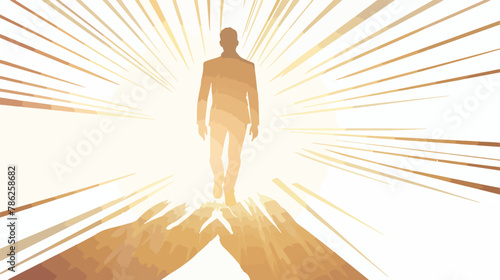 Illustration of a silhouete of a man with rays of light photo