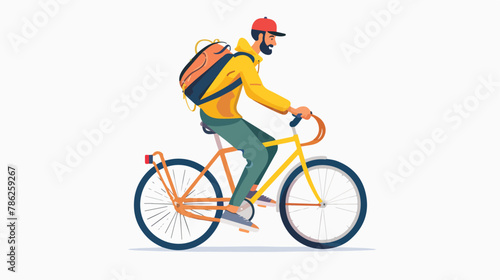 Casual man cyclist enjoying riding bicycle. Bicyclist