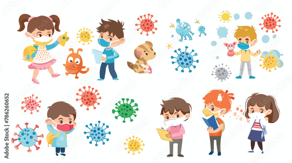Coronavirus protective measures for kids with animal 