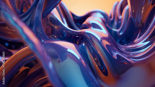 Mesmerizing patterns come to life, shifting and fading in a perpetual dance of movement and color in an abstract 3D fluid dynamics animation. photo