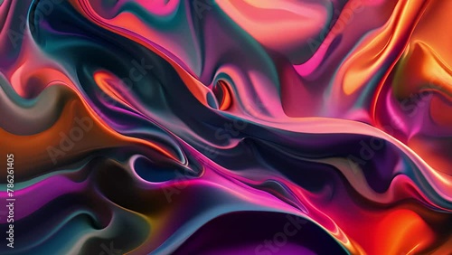 Vividly Colored Silk Fabric in Abstract Waves