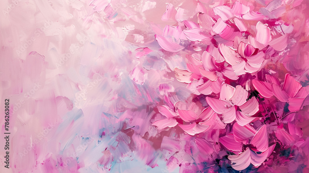 Delve into the captivating beauty of an abstract background adorned with hand-painted pink floral elements, crafted with oil colors to evoke a sense of artistry and elegance in its intricate design. Delve into the captivating beauty of an abstract background adorned with hand-painted pink floral elements, crafted with oil colors to evoke a sense of artistry and elegance in its intricate design.