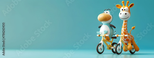 Pedaling Pals: Animal Adventures in 3D