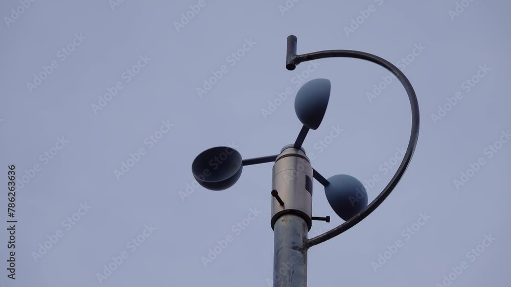 Anemometer is a device used for measuring wind speed, and is also a common weather station instrument. First known description of an anemometer was given by Leon Battista Alberti in 1450. Anemometer is a device used for measuring wind speed, and is also a common weather station instrument. First known description of an anemometer was given by Leon Battista Alberti in 1450.