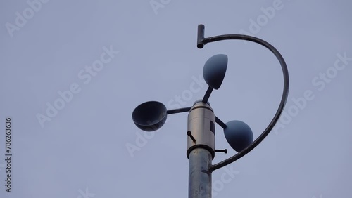 Anemometer is a device used for measuring wind speed, and is also a common weather station instrument. First known description of an anemometer was given by Leon Battista Alberti in 1450. photo