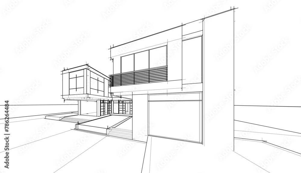 house building sketch architecture vector illustration