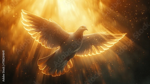 Symbol of the Ascension: Dove and Rays of Light 