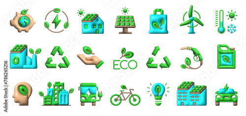 Solar energy, solar battery, eco energy 3d vector icons. Solar, green, solar panel, eco bag, temperature, eco factory, eco fuel, eco city, 3D, environment, eco, renewable, vector icon 3D icons.