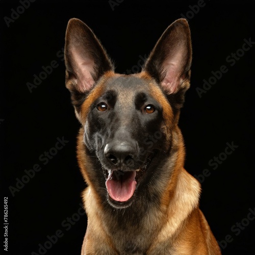 german shepherd portrait with black background 