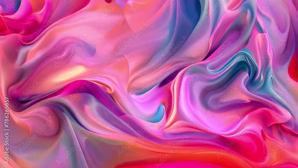 Colorful Abstract Satin Fabric in Close-Up View Colorful Abstract Satin Fabric in Close-Up View