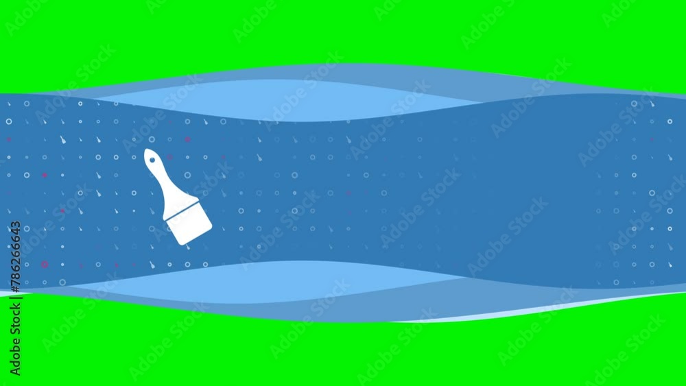 Animation of blue banner waves movement with white paint brush symbol on the left. On the background there are small white shapes. Seamless looped 4k animation on chroma key background Animation of blue banner waves movement with white paint brush symbol on the left. On the background there are small white shapes. Seamless looped 4k animation on chroma key background