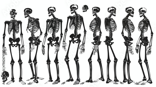 Human bones skeleton silhouette collection set High