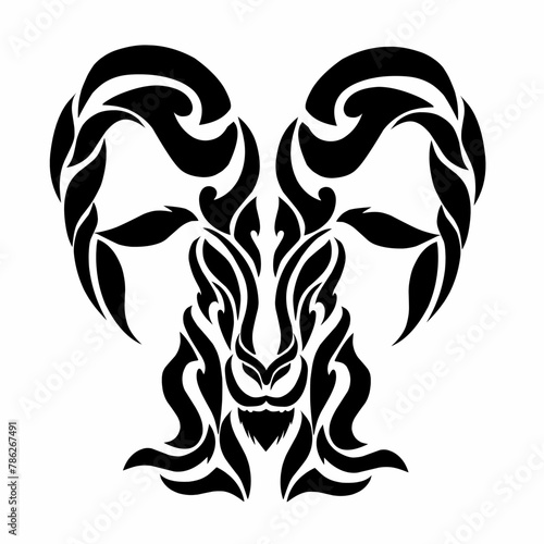 illustration vector graphics of tribal art design sheep's head with horns