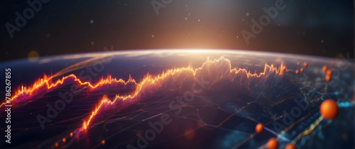 A digitally created image illustrating global economic expansion with glowing growth lines on Earth photo