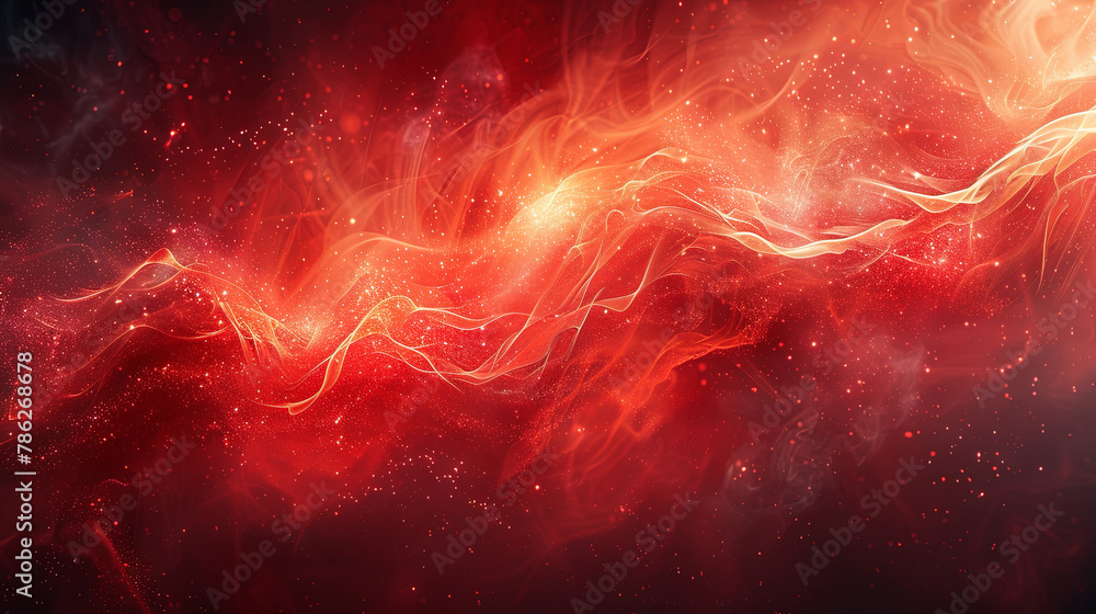 Fiery Abstract Energy Flow with Sparkling Particles - obrazy, fototapety, plakaty 