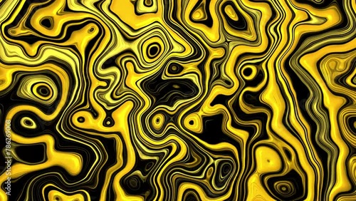 abstract yellow fractal flowing liquid motion background 4K animation