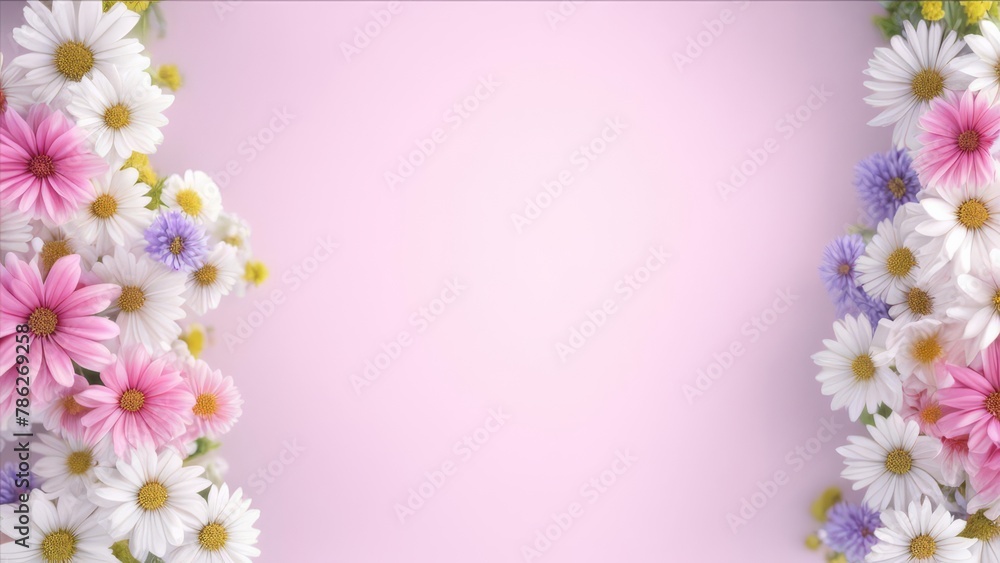 Daisies on a pink background with free space. Daisies on a pink background with free space.