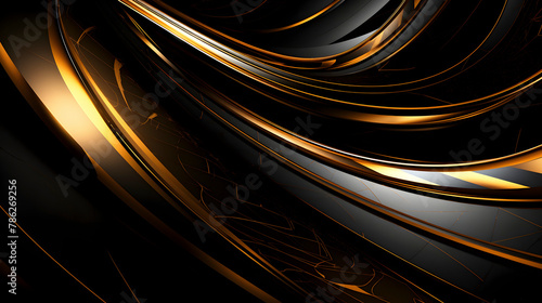 Digital black gold futuristic abstract graphic poster web page PPT background