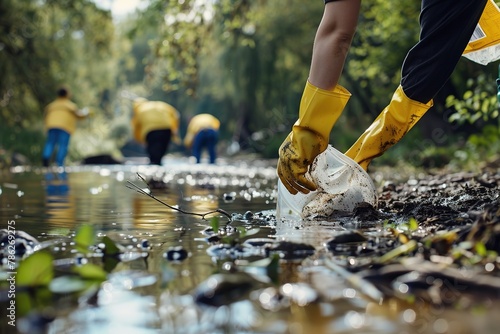 activists cleaning the river