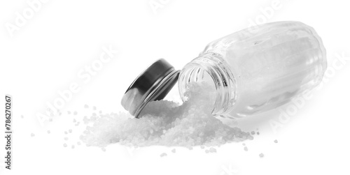 Natural salt in shaker isolated on white