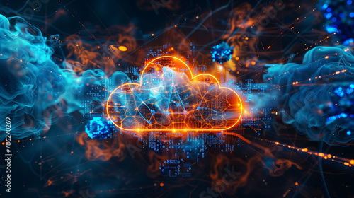 Wallpaper Mural Dynamic Cloud Network Connection with Digital Sparks in Cyber Environment Torontodigital.ca