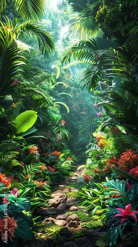 Hidden Eden  a secret garden untouched by time  vibrant flora and fauna  a paradise found  serene and lush  inviting exploration 