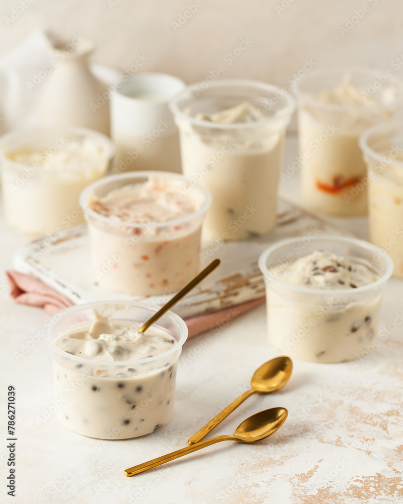 Diverse curd masses with toppings, served with elegance for a delightful taste. Diverse curd masses with toppings, served with elegance for a delightful taste.