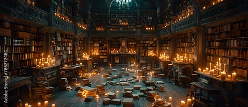 Enchanted Library of Whispers & Light. Concept Fantasy Photoshoot, Magical Atmosphere, Illuminated Books, Whispers of Wisdom © Anastasiia