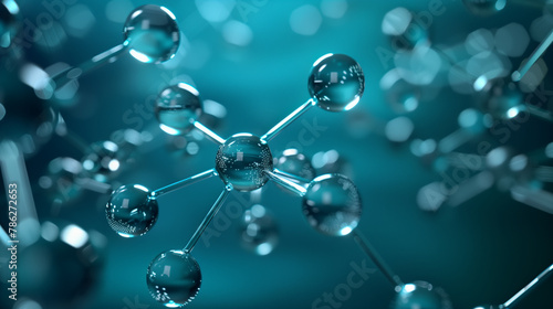 Molecular Structure in Detail with Blue Light - 3D Scientific Illustration