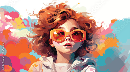 Lovely beautiful little girl in sunglasses isolated