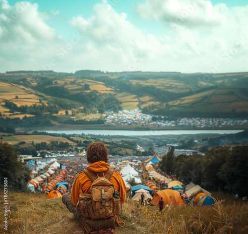 Person looking down on the festival