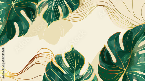 Luxury Nature green background vector. Floral pattern