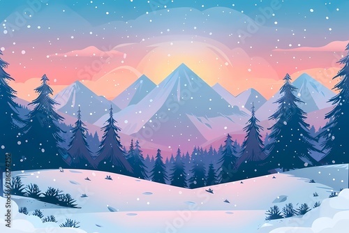 Winter Mountain, Cartoon Illustration © IMAGE