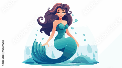 Mermaid Girl icon isolated on white Vector illustration