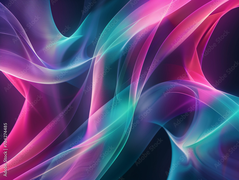 Ethereal waves of turquoise and magenta swirl in a digital silk-like texture. Ethereal waves of turquoise and magenta swirl in a digital silk-like texture.