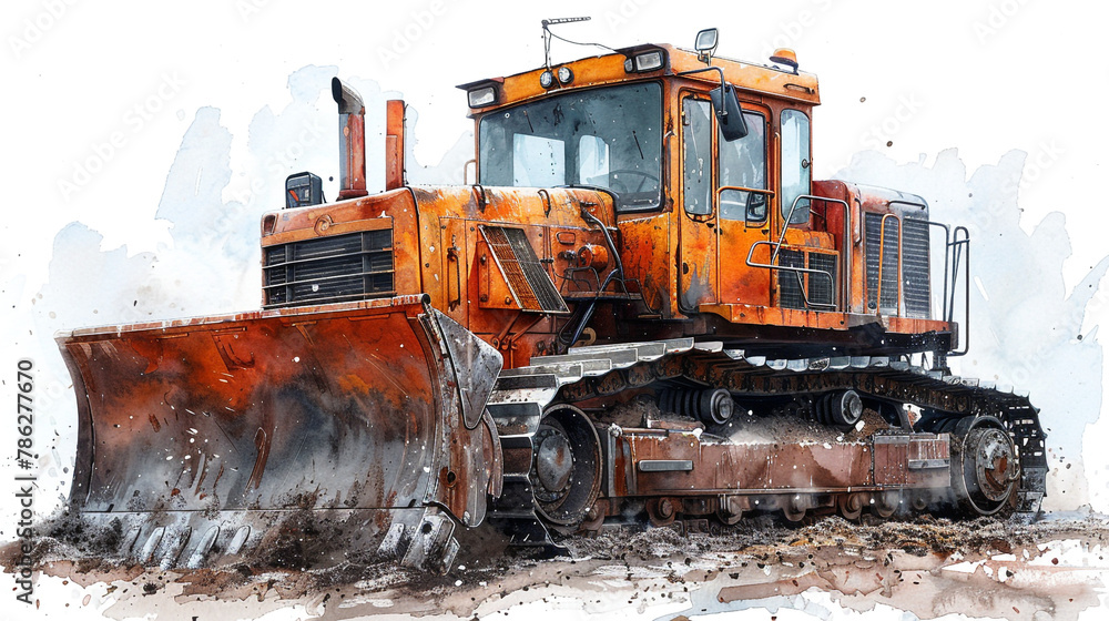watercolor painted bulldozer illustration watercolor painted bulldozer illustration
