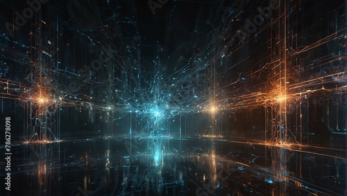 A shimmering ethereal neural network glows with light  complex connections pulse with energy