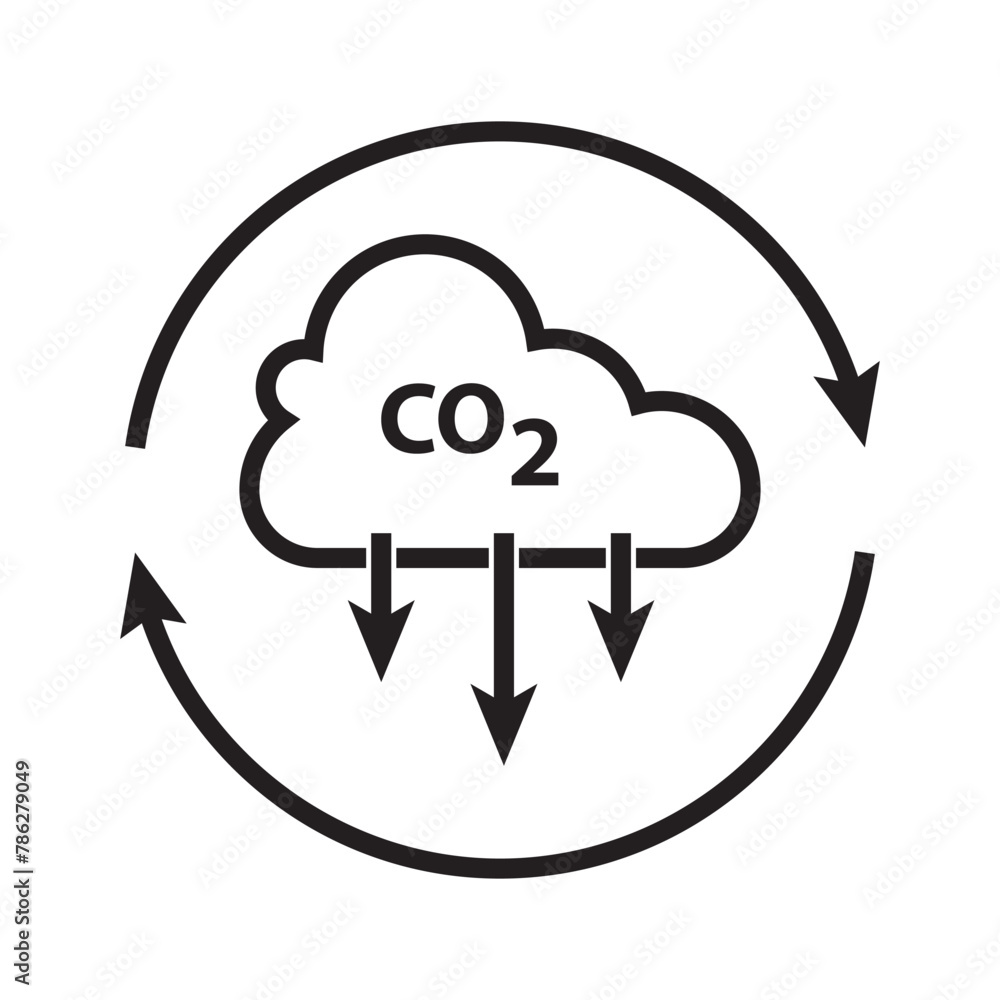 The icon of carbon dioxide. CO2. Carbon dioxide emissions. Simple linear vector. isolated on a white background. vector illustration. EPS 10 The icon of carbon dioxide. CO2. Carbon dioxide emissions. Simple linear vector. isolated on a white background. vector illustration. EPS 10