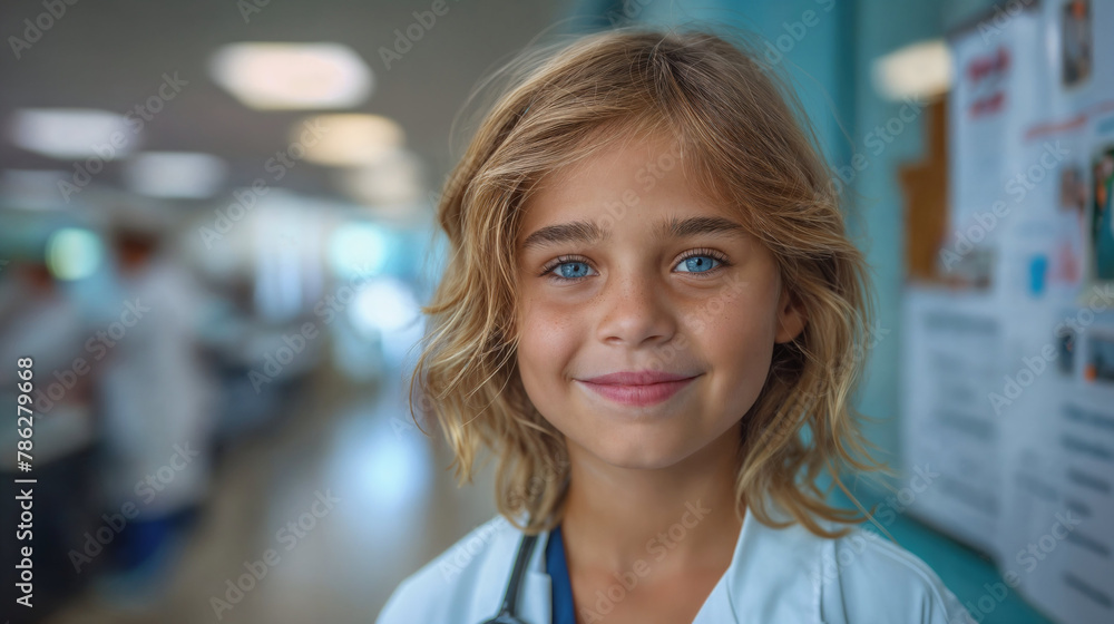Kid doctor with stethoscope - medicine and healthcare education concept. Portrait of a kid doctor Kid doctor with stethoscope - medicine and healthcare education concept. Portrait of a kid doctor