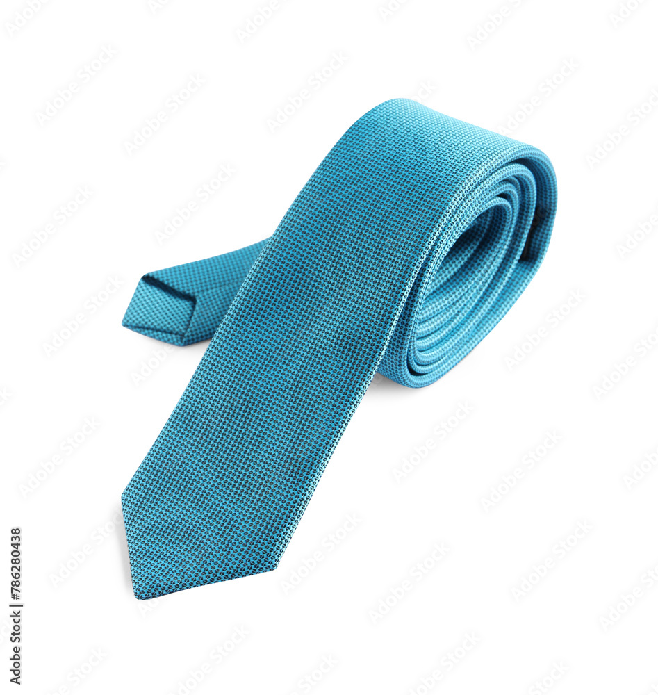 One light blue necktie isolated on white One light blue necktie isolated on white