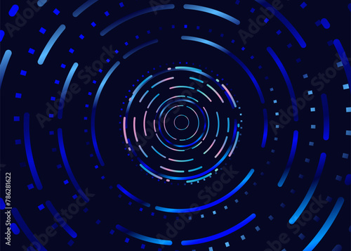 3D Circle with Abstract Pattern Geometric Line, Dot. Technology Silhouette Cyber, Hi-tech. Background Rings, Ripple for Advertising, Web, Social Media, Poster, Banner, Cover. 