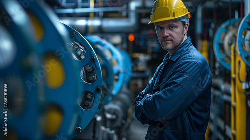 inside of a industial manufacturing plant. steel mill or chemical production site.