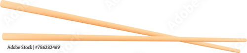 3D Wooden chopsticks isolated on white background. Japanese chopsticks, Chinese wooden chopsticks. Pair of wooden chopsticks isolated on white background.