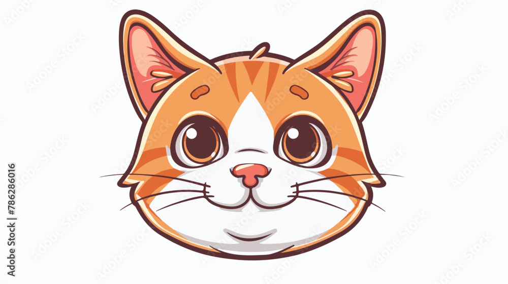Cute cat face isolated on white background.