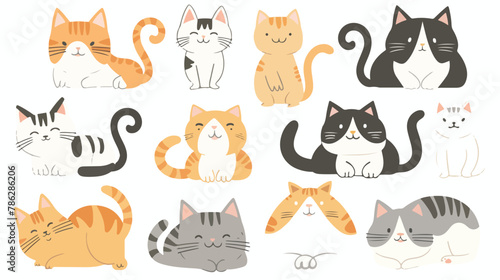 Fototapeta Naklejka Na Ścianę i Meble -  Cute cats and funny kitten doodle element vector